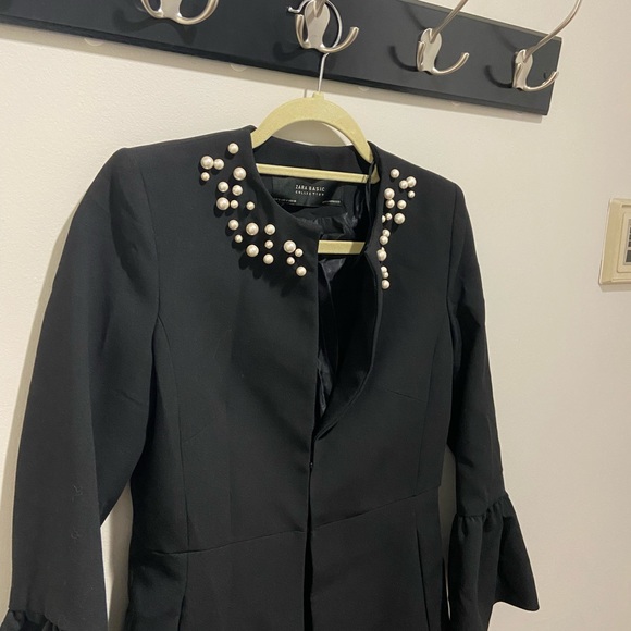 Zara Faux Pearl Bell Sleeve Frock Coat - Picture 2 of 10